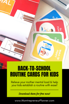 Back to School Routine Cards for Kids by the Momtrepreneur Planner on Pinterest